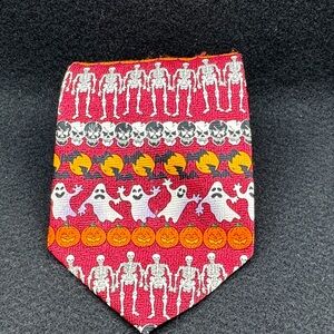 Halloween Themed Tie with Skeletons and Ghosts